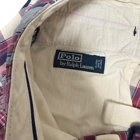 Polo Ralph Lauren Shorts Mens Size 33 Plaid Khakis Chino Flat Front - Picture 4 of 7